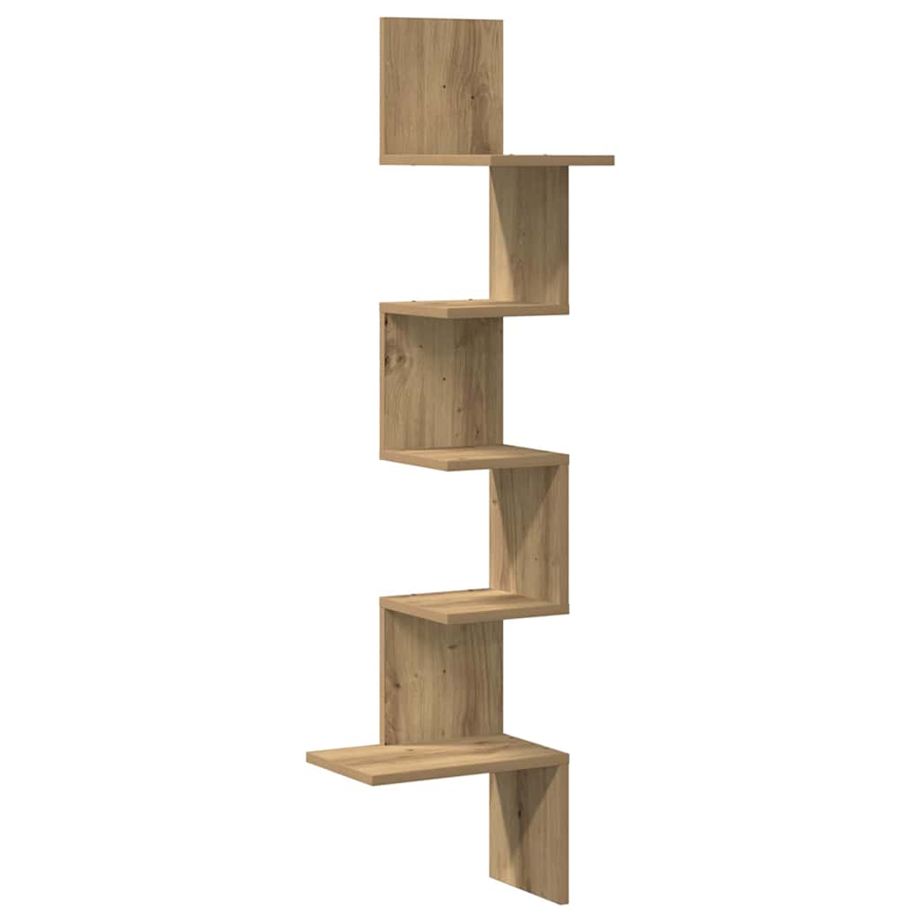 Étagère d'angle murale chêne artisanal 32x32x127,5 cm - XIOS