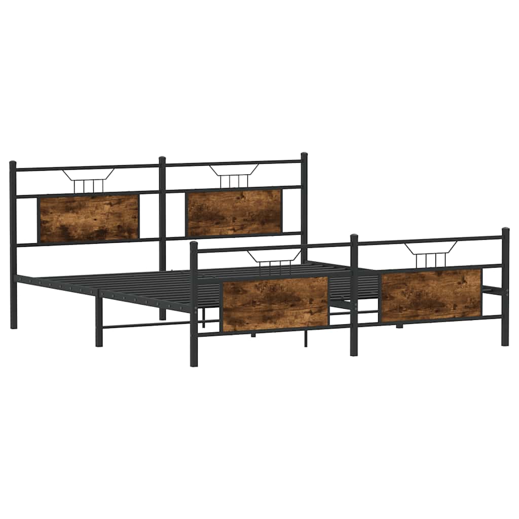 Cadre de lit en métal sans matelas chêne fumé 160x200 cm - XIOS