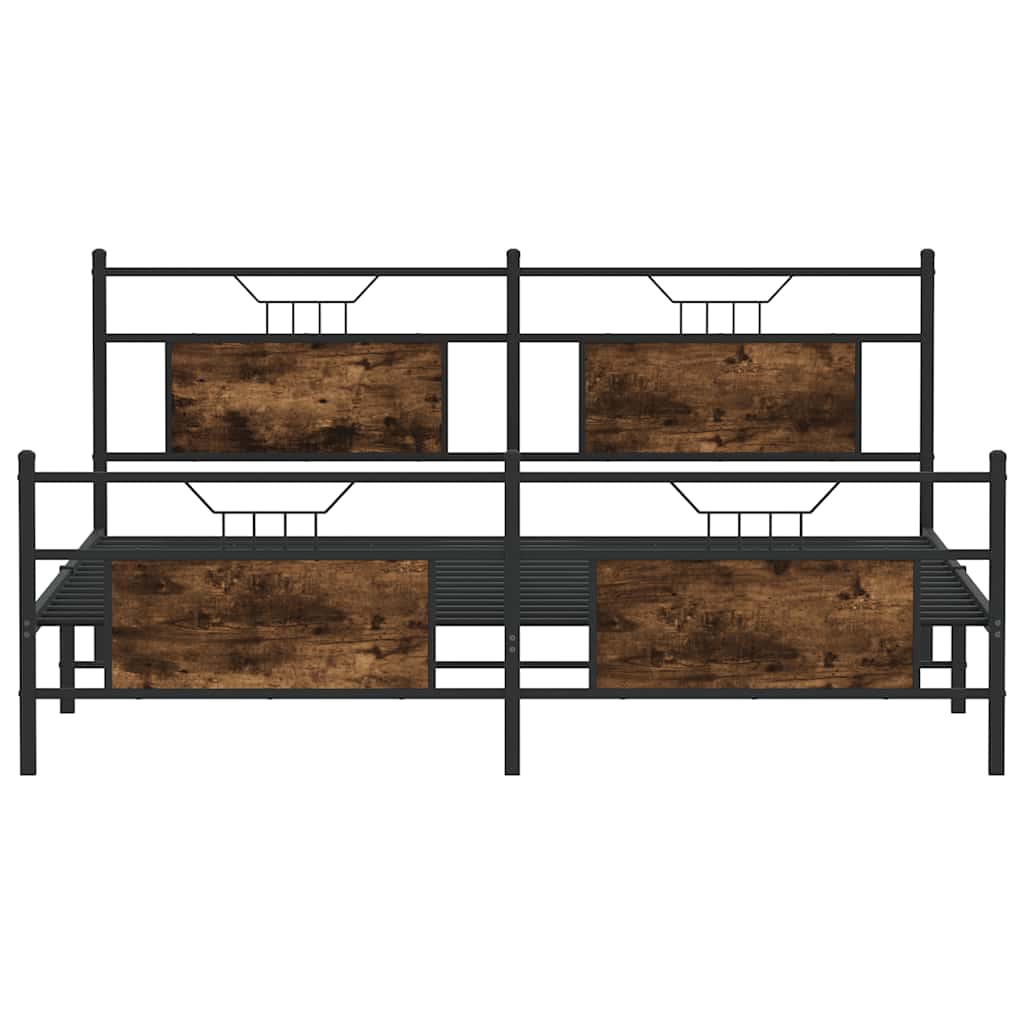Cadre de lit en métal sans matelas chêne fumé 160x200 cm - XIOS