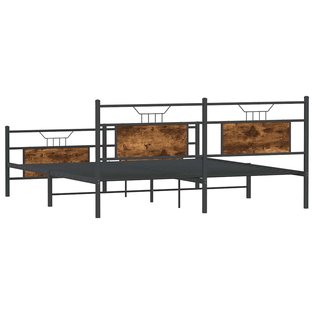 Cadre de lit en métal sans matelas chêne fumé 160x200 cm - XIOS