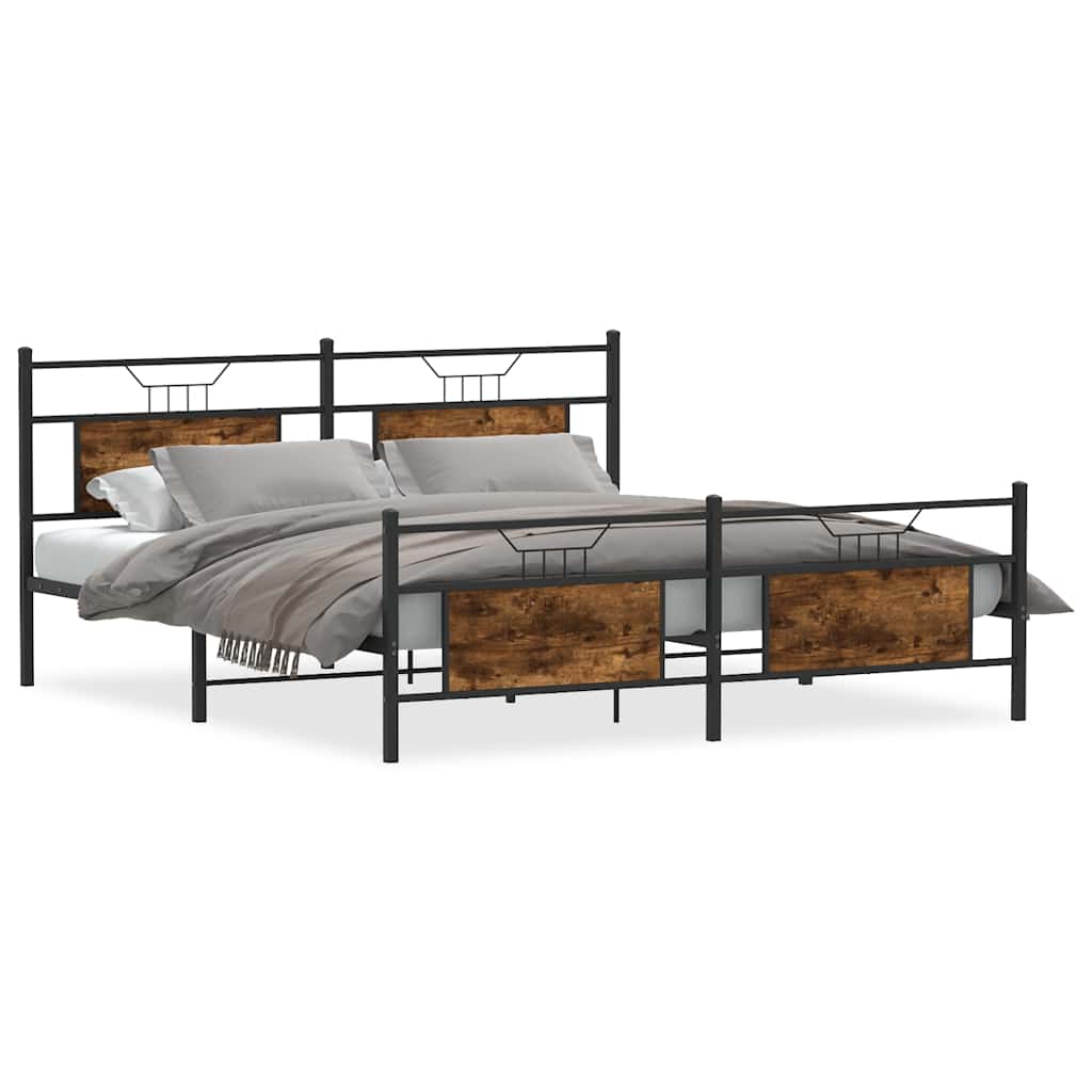 Cadre de lit en métal sans matelas chêne fumé 183x213 cm - XIOS