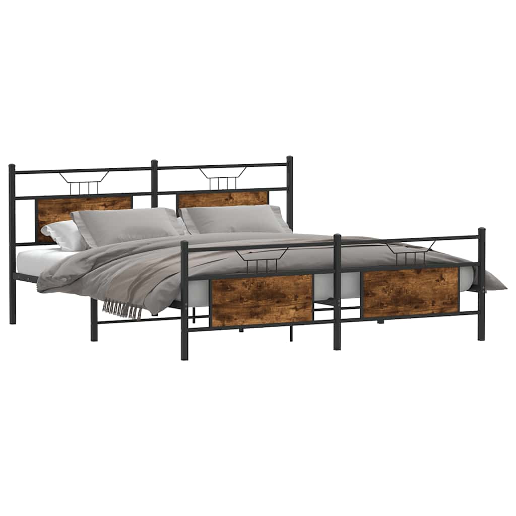 Cadre de lit en métal sans matelas chêne fumé 183x213 cm - XIOS