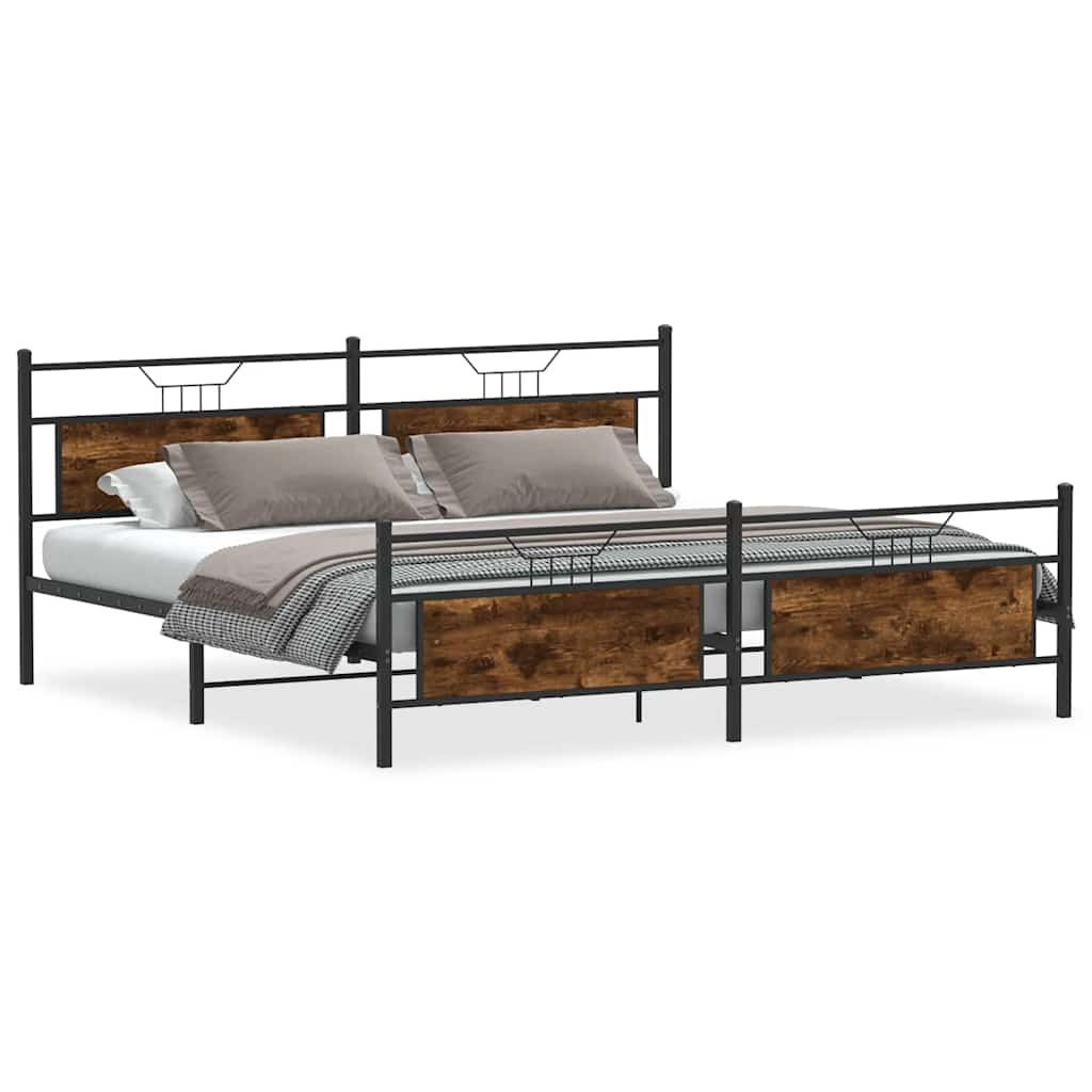 Cadre de lit en métal sans matelas chêne fumé 200x200 cm - XIOS