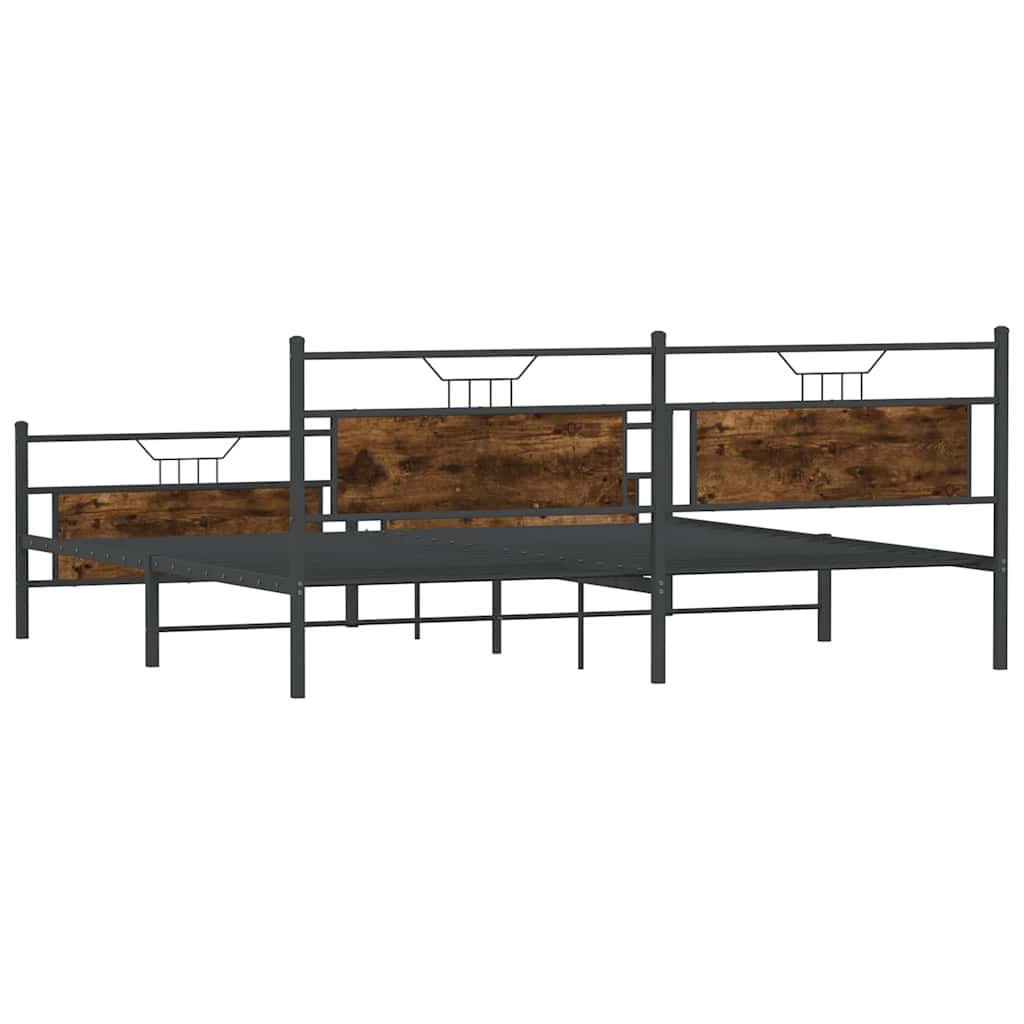 Cadre de lit en métal sans matelas chêne fumé 200x200 cm - XIOS