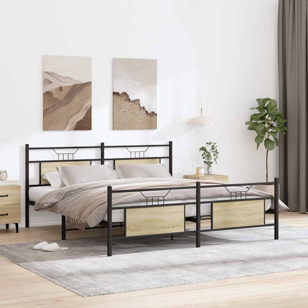 Cadre de lit en métal sans matelas chêne sonoma 160x200 cm - XIOS