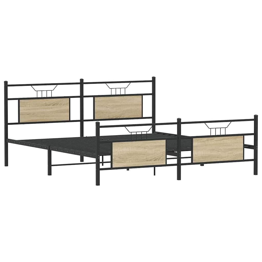 Cadre de lit en métal sans matelas chêne sonoma 160x200 cm - XIOS