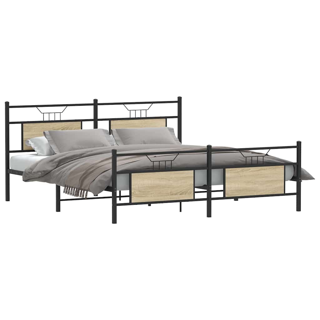 Cadre de lit en métal sans matelas chêne sonoma 180x200 cm - XIOS