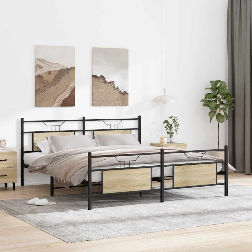 Cadre de lit en métal sans matelas chêne sonoma 180x200 cm - XIOS