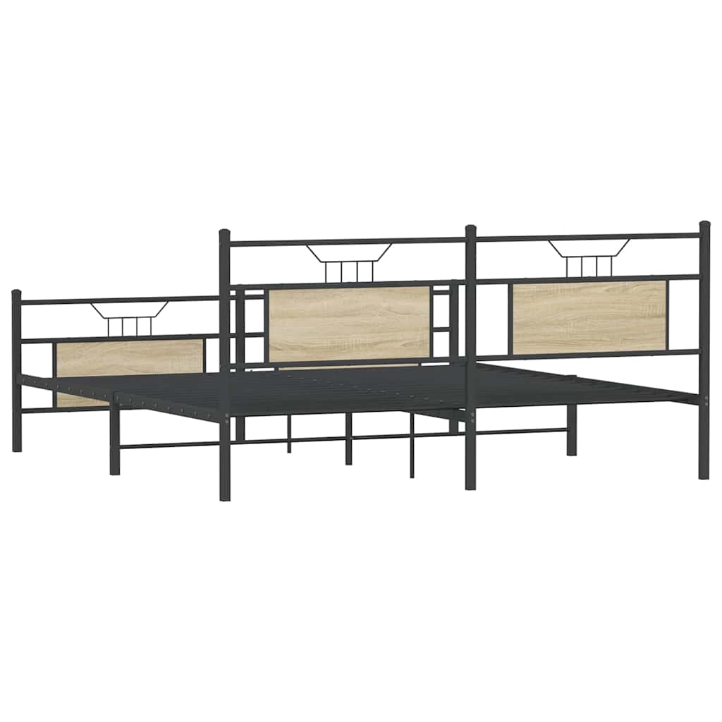 Cadre de lit en métal sans matelas chêne sonoma 180x200 cm - XIOS