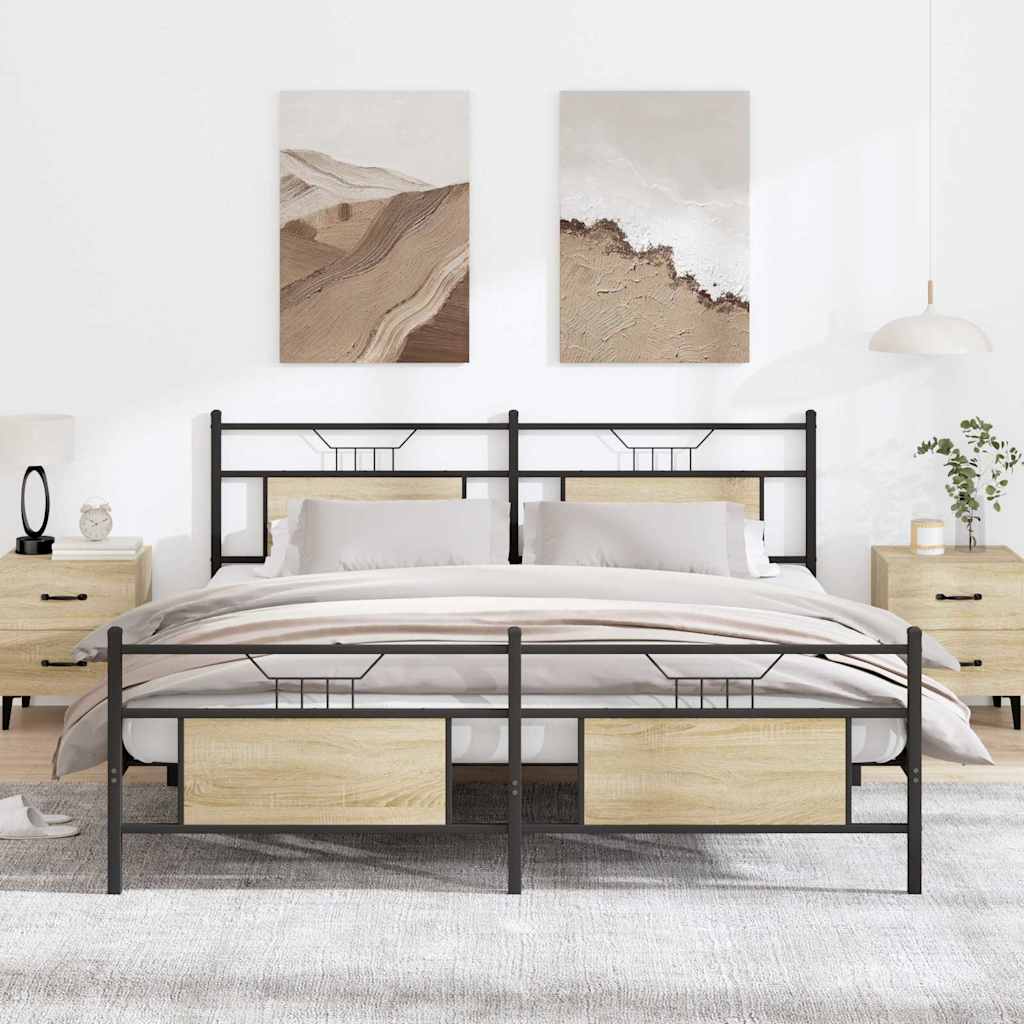 Cadre de lit en métal sans matelas chêne sonoma 180x200 cm - XIOS