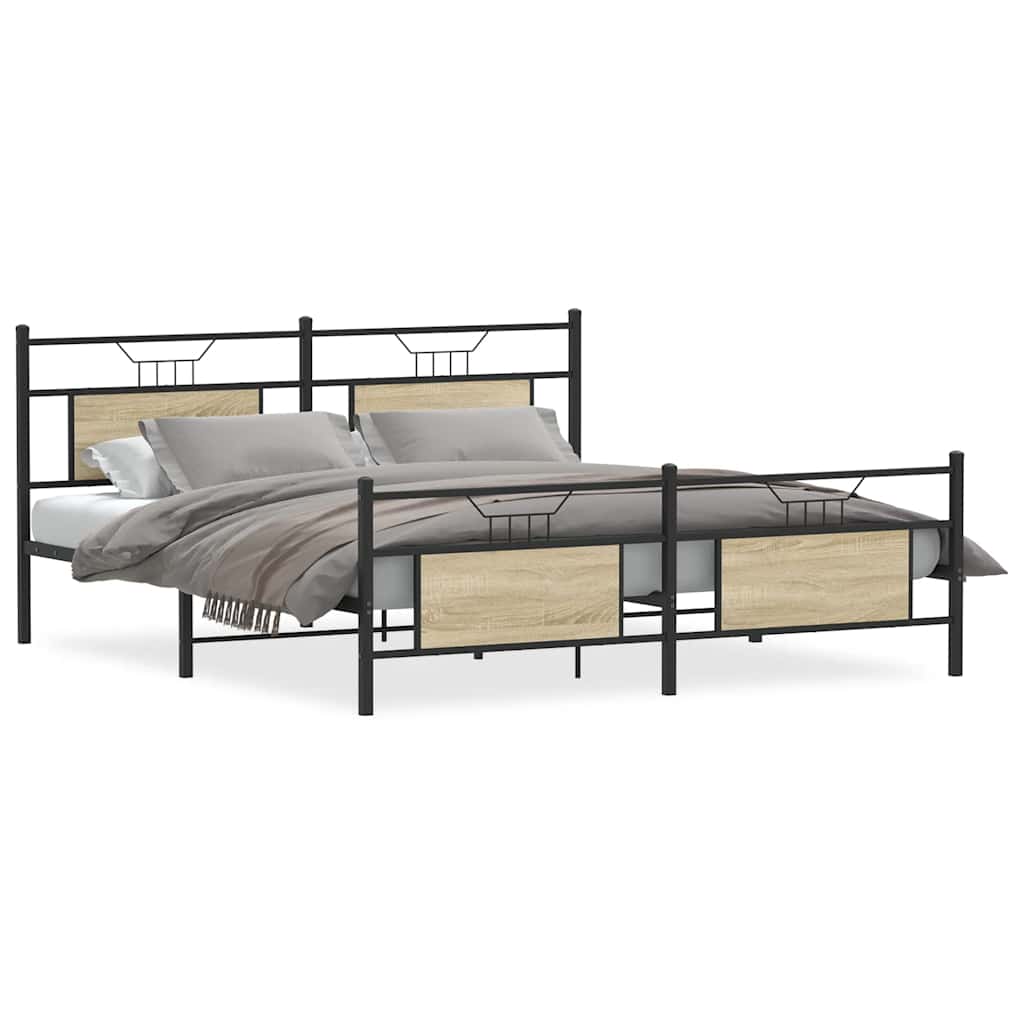 Cadre de lit en métal sans matelas chêne sonoma 183x213 cm - XIOS