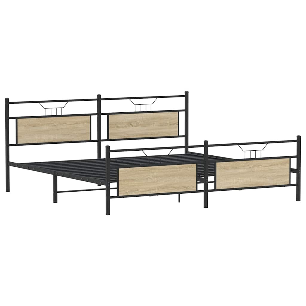 Cadre de lit en métal sans matelas chêne sonoma 193x201 cm - XIOS