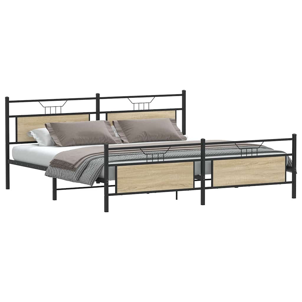 Cadre de lit en métal sans matelas chêne sonoma 200x200 cm - XIOS