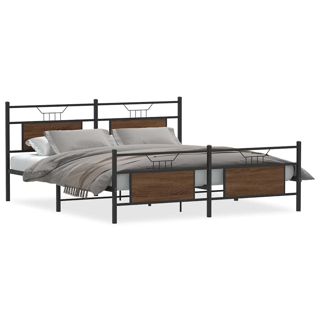 Cadre de lit en métal sans matelas chêne marron 160x200 cm - XIOS