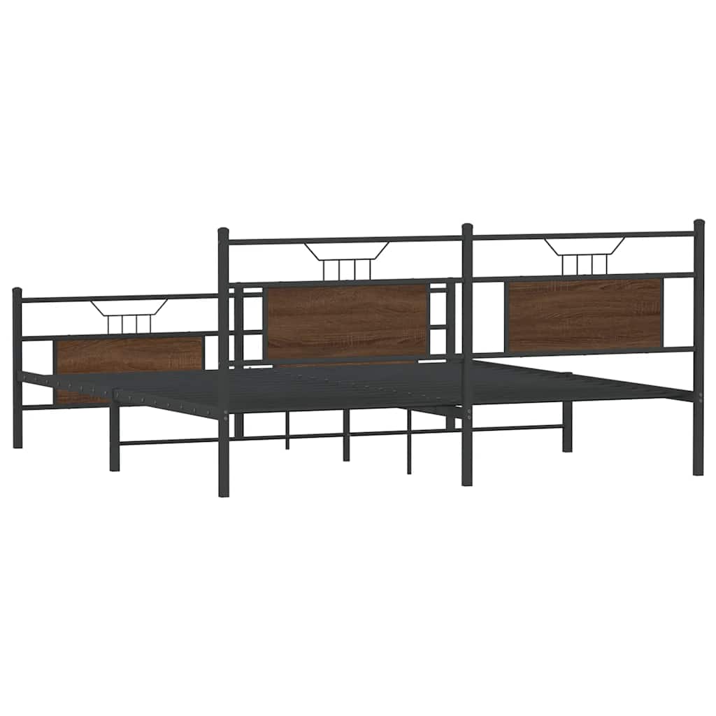 Cadre de lit en métal sans matelas chêne marron 160x200 cm - XIOS