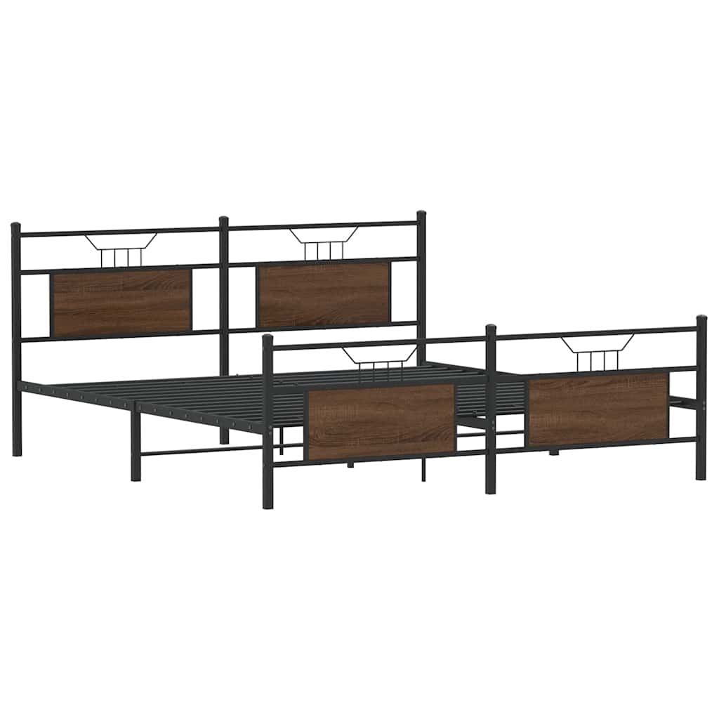 Cadre de lit en métal sans matelas chêne marron 180x200 cm - XIOS