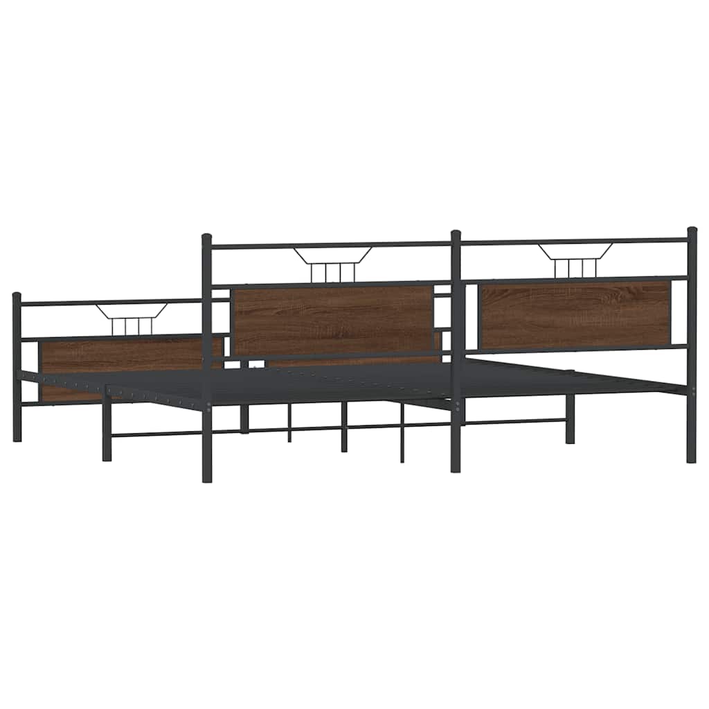 Cadre de lit en métal sans matelas chêne marron 193x201 cm - XIOS
