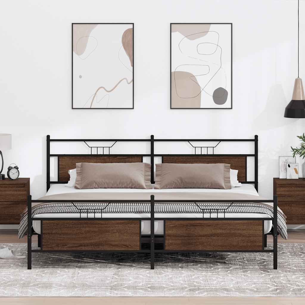 Cadre de lit en métal sans matelas chêne marron 193x201 cm - XIOS