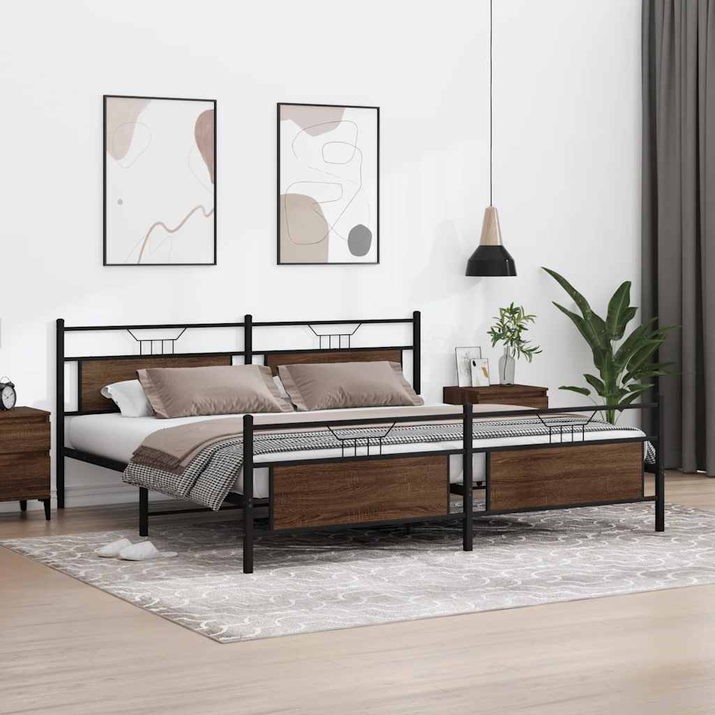 Cadre de lit en métal sans matelas chêne marron 200x200 cm - XIOS