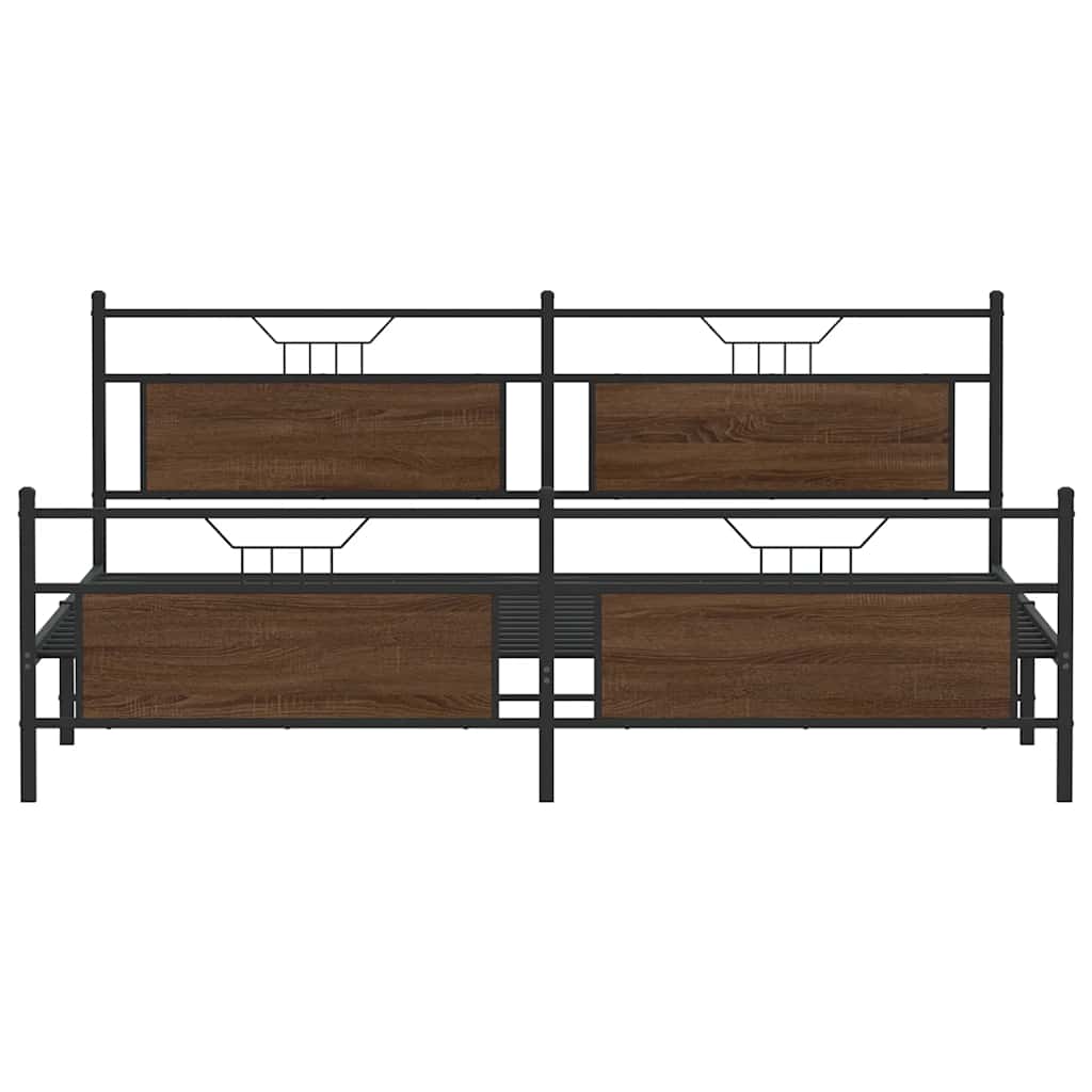 Cadre de lit en métal sans matelas chêne marron 200x200 cm - XIOS