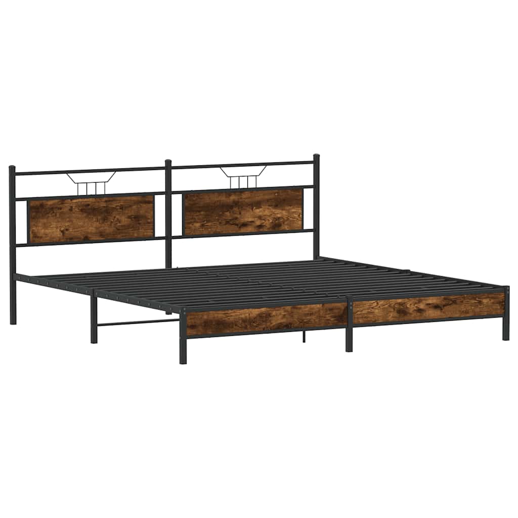 Cadre de lit en métal sans matelas chêne fumé 193x201 cm - XIOS