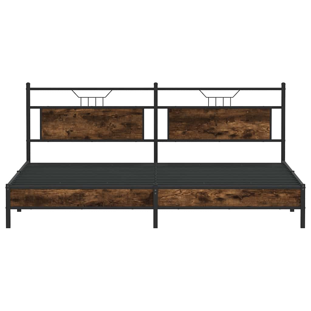 Cadre de lit en métal sans matelas chêne fumé 193x201 cm - XIOS