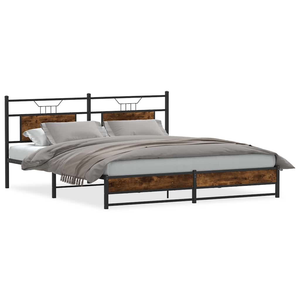 Cadre de lit en métal sans matelas chêne fumé 183x213 cm - XIOS