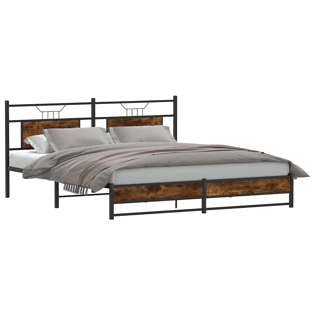 Cadre de lit en métal sans matelas chêne fumé 183x213 cm - XIOS
