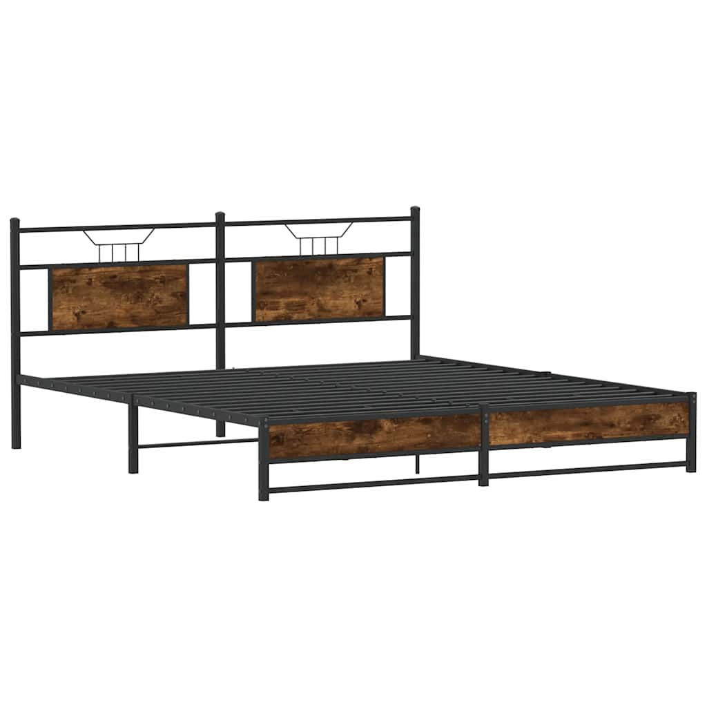 Cadre de lit en métal sans matelas chêne fumé 183x213 cm - XIOS