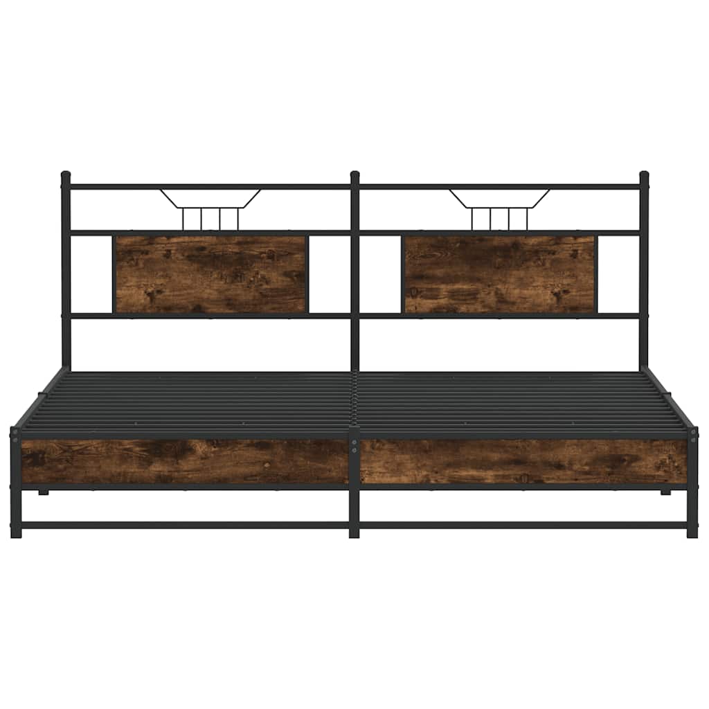 Cadre de lit en métal sans matelas chêne fumé 183x213 cm - XIOS