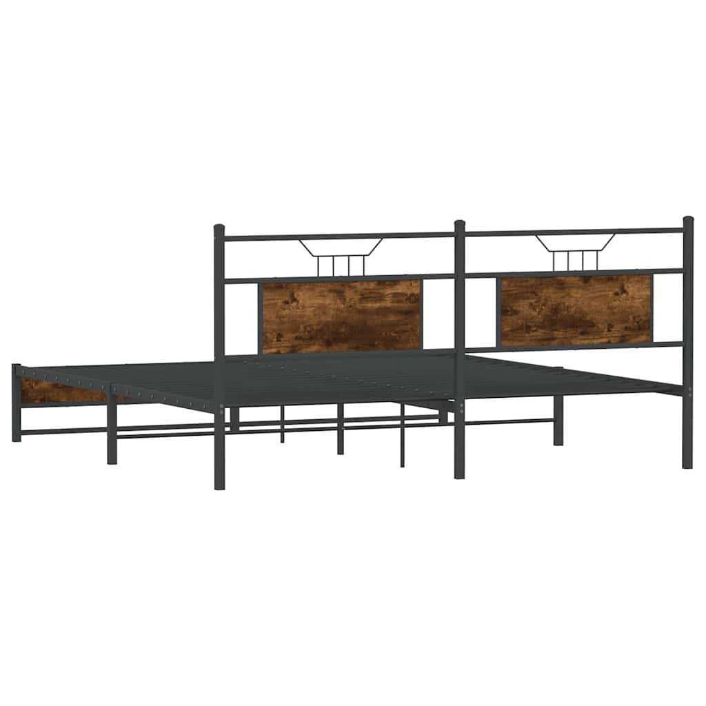 Cadre de lit en métal sans matelas chêne fumé 183x213 cm - XIOS