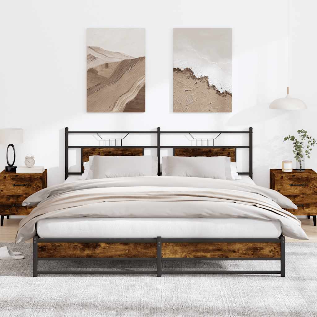 Cadre de lit en métal sans matelas chêne fumé 183x213 cm - XIOS