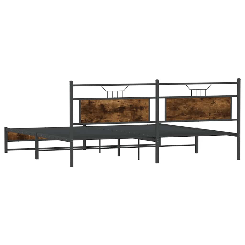 Cadre de lit en métal sans matelas chêne fumé 193x201 cm - XIOS