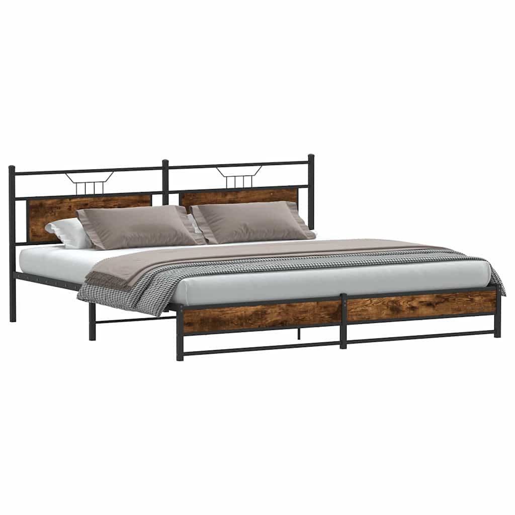 Cadre de lit en métal sans matelas chêne fumé 200x200 cm - XIOS