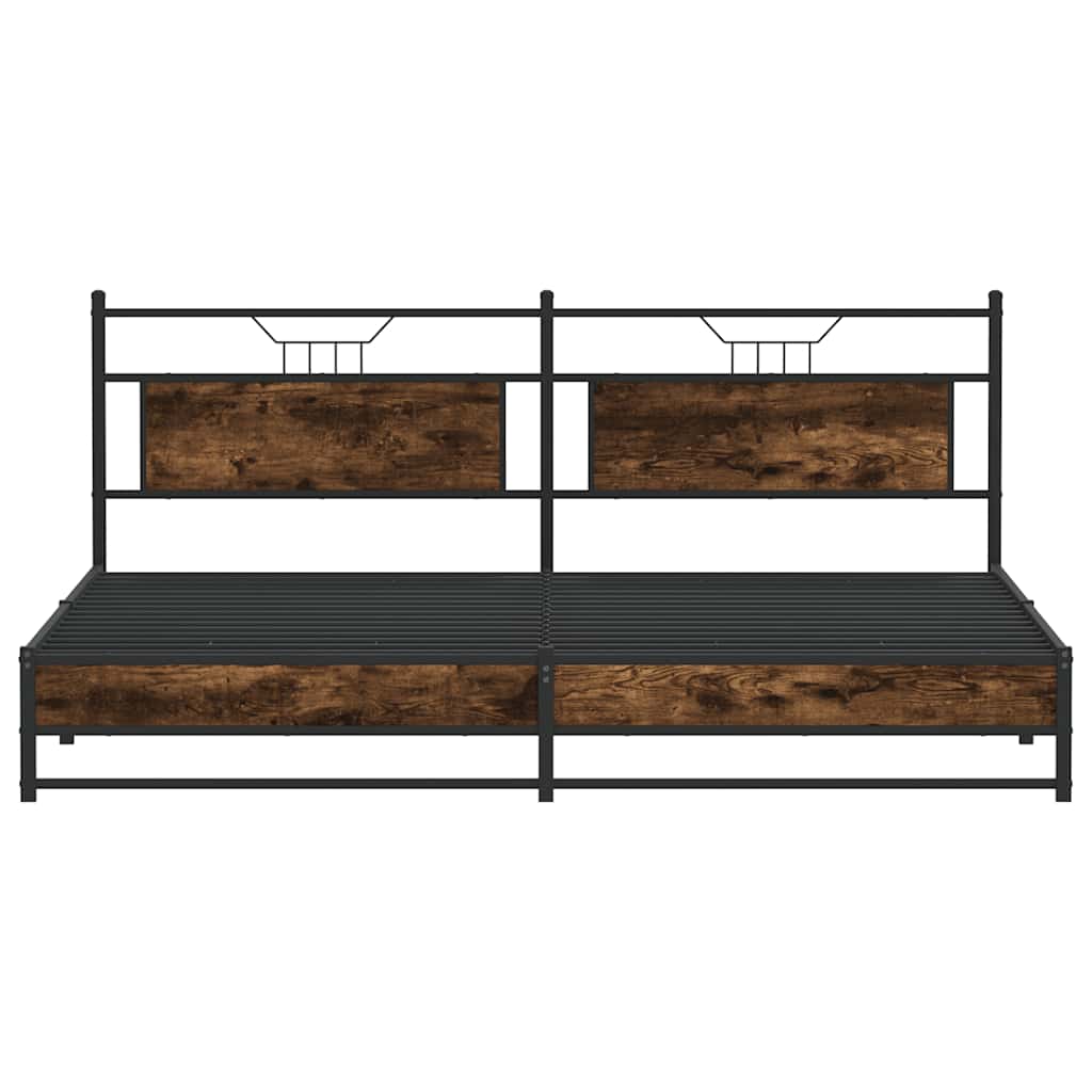 Cadre de lit en métal sans matelas chêne fumé 200x200 cm - XIOS