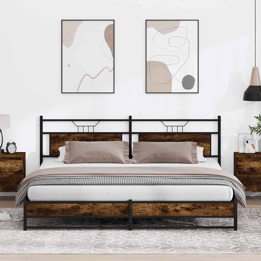 Cadre de lit en métal sans matelas chêne fumé 200x200 cm - XIOS
