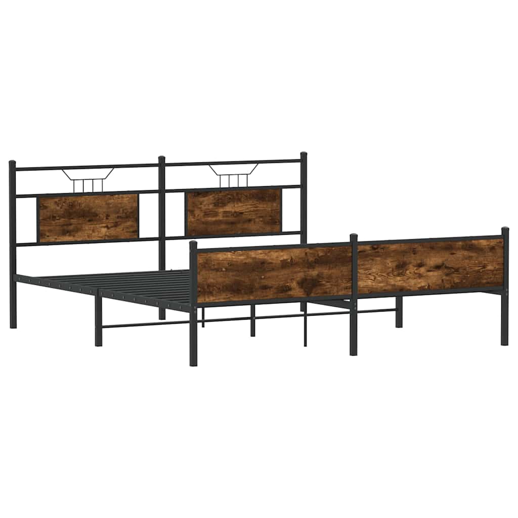 Cadre de lit en métal sans matelas chêne fumé 180x200 cm - XIOS