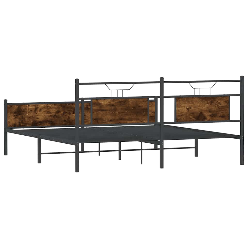Cadre de lit en métal sans matelas chêne fumé 180x200 cm - XIOS