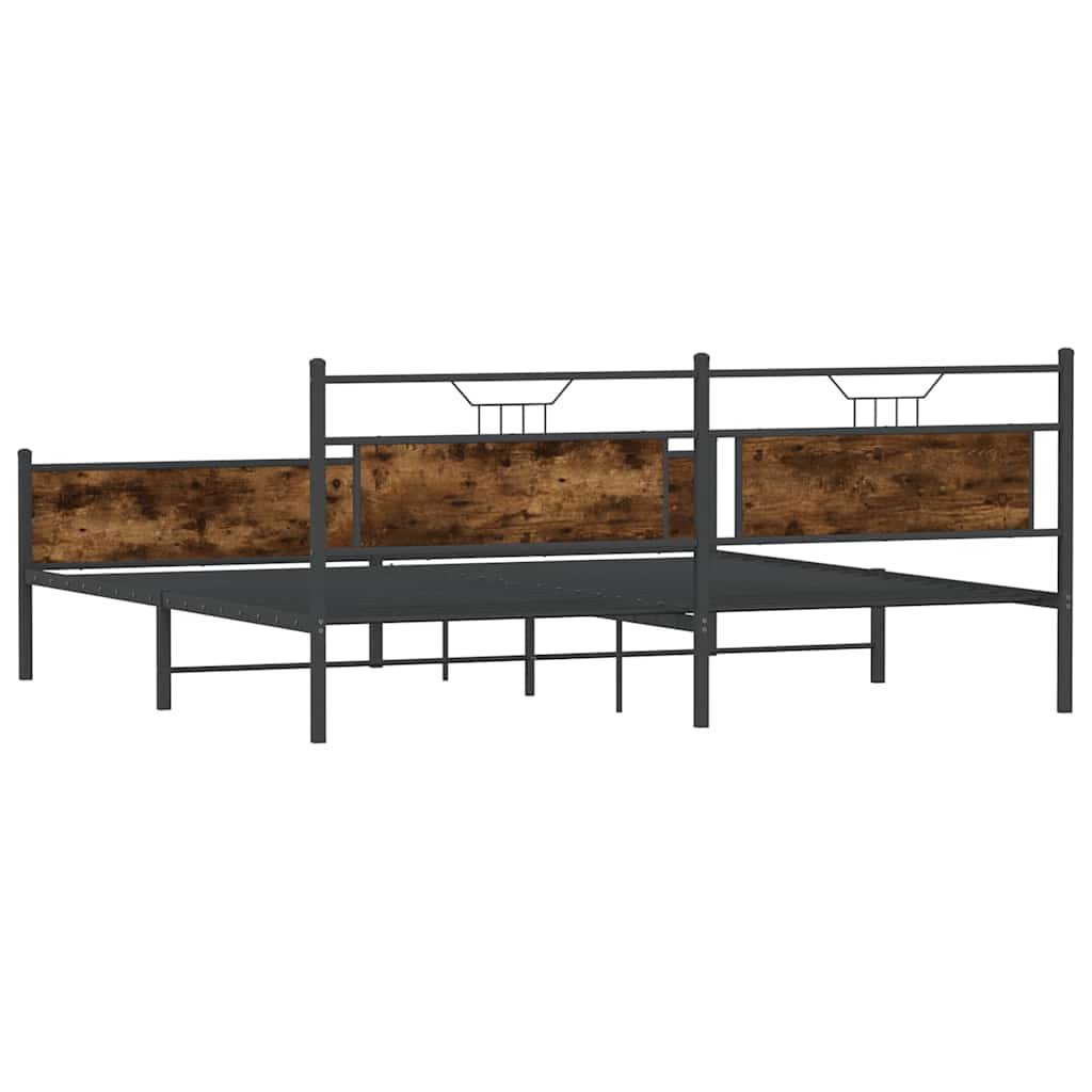 Cadre de lit en métal sans matelas chêne fumé 193x201 cm - XIOS