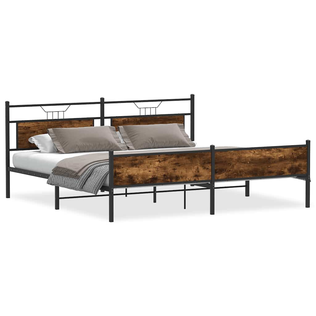 Cadre de lit en métal sans matelas chêne fumé 200x200 cm - XIOS