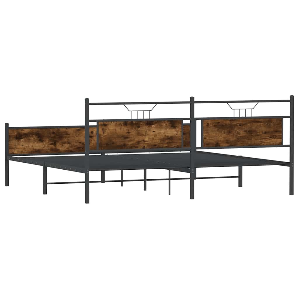 Cadre de lit en métal sans matelas chêne fumé 200x200 cm - XIOS