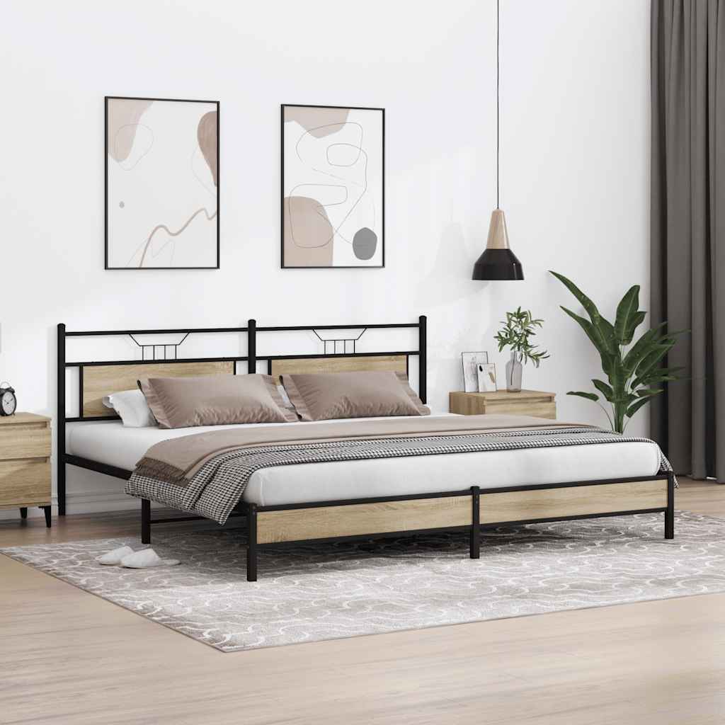 Cadre de lit en métal sans matelas chêne sonoma 193x201 cm - XIOS