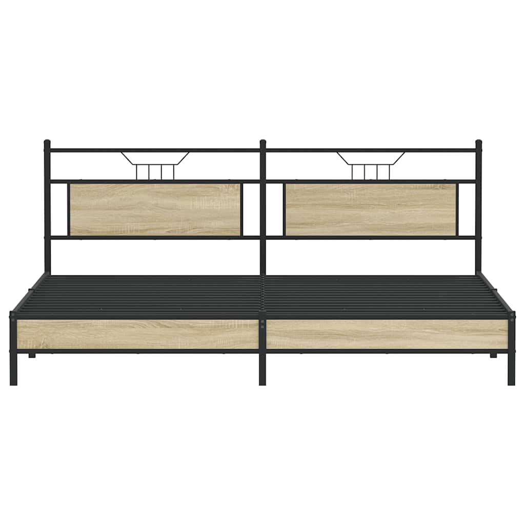 Cadre de lit en métal sans matelas chêne sonoma 193x201 cm - XIOS