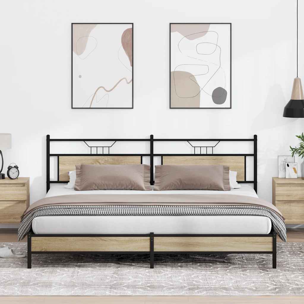 Cadre de lit en métal sans matelas chêne sonoma 193x201 cm - XIOS