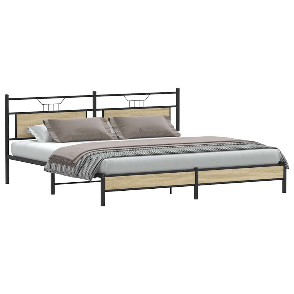 Cadre de lit en métal sans matelas chêne sonoma 200x200 cm - XIOS