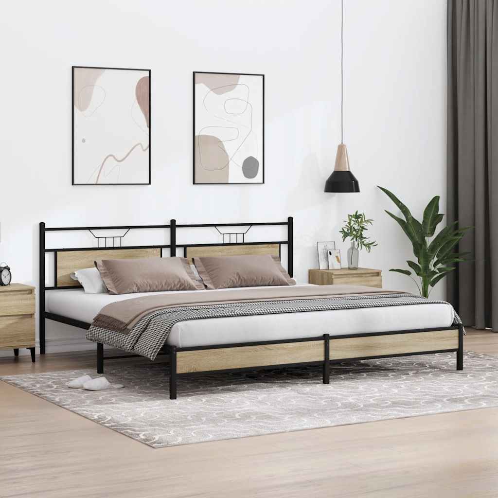 Cadre de lit en métal sans matelas chêne sonoma 200x200 cm - XIOS