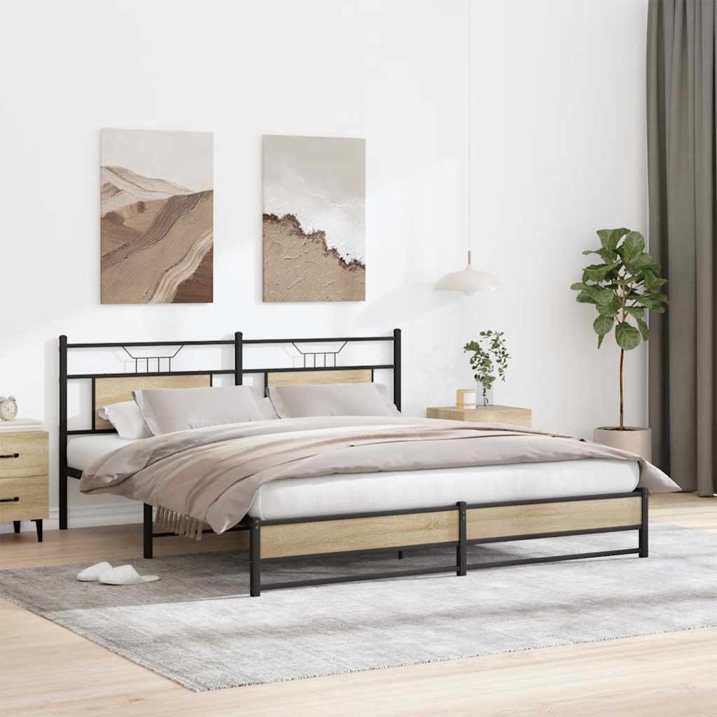 Cadre de lit en métal sans matelas chêne sonoma 180x200 cm - XIOS