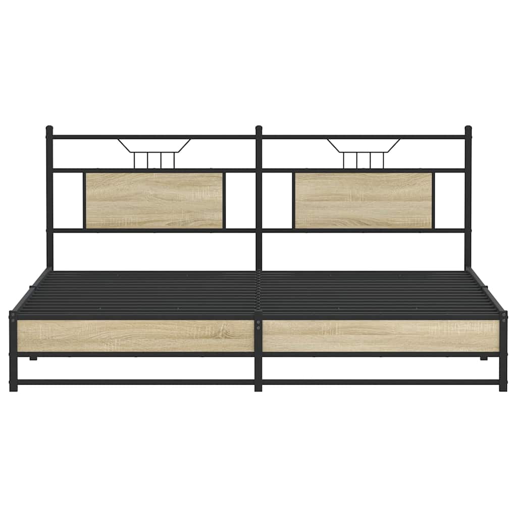 Cadre de lit en métal sans matelas chêne sonoma 180x200 cm - XIOS