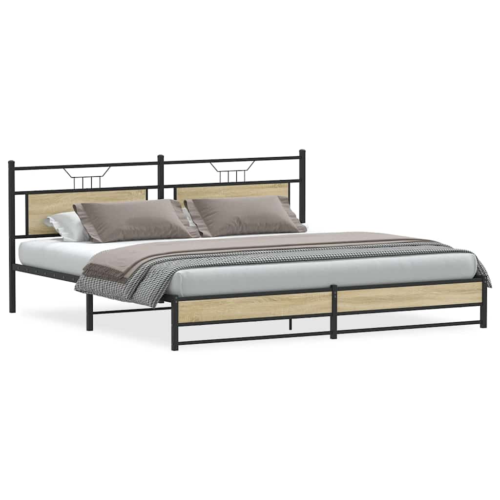 Cadre de lit en métal sans matelas chêne sonoma 193x201 cm - XIOS