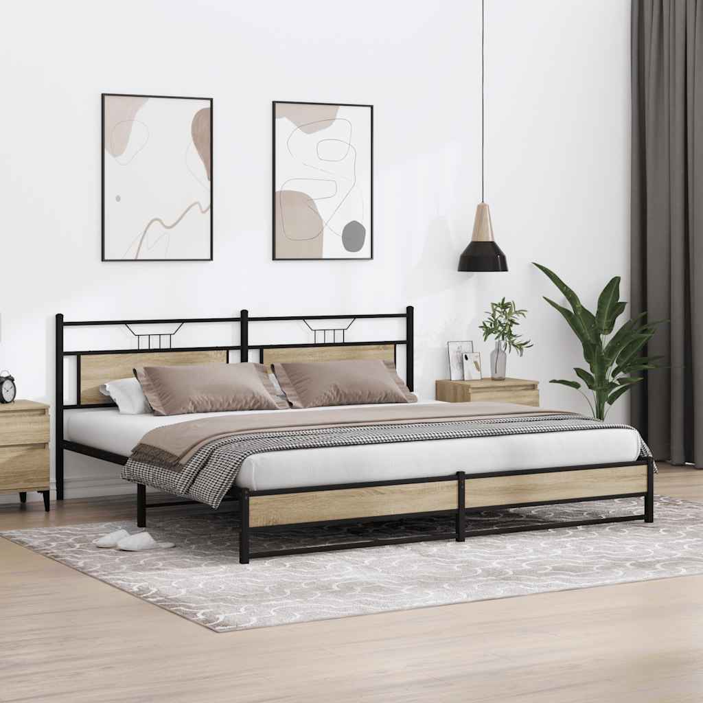 Cadre de lit en métal sans matelas chêne sonoma 193x201 cm - XIOS